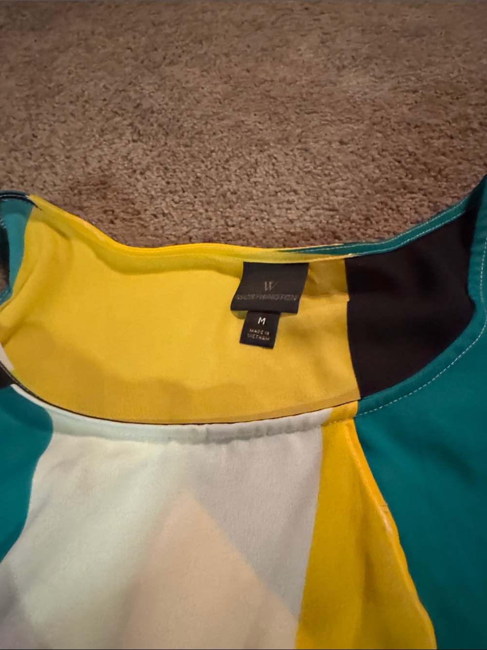 Worthington Strapless Colorblock Dress in Teal, Yellow, White, Black